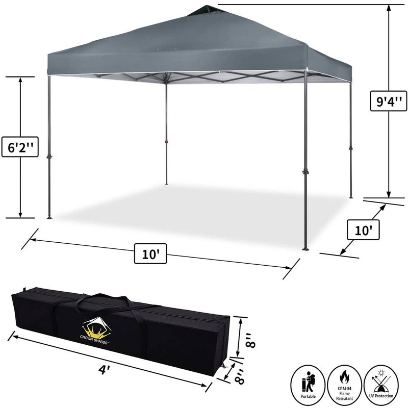 Crown Shades Top Instant Pop Up Canopy w/Carry Bag, 3 of 10