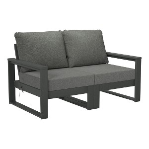 WestinTrends Montara Outdoor HDPE All-Weather Modern Patio Loveseat with Waterproof Cushions - 1 of 4