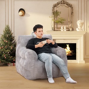 Lyngins Corduroy Bean Bag Chairs for Kids and Adults,Comfy Lazy Chairs with High Density Memory Foam for Living Room - 1 of 4