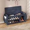 NicBex Modern 42" Storage Bench with Curved Side Panels and Open Shelves for Entryway and Living Room - 3 of 4