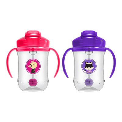 Dr. Brown's 9oz Milestones Baby's First Straw Cup with Weighted Straw - 2pk - Pink/Purple