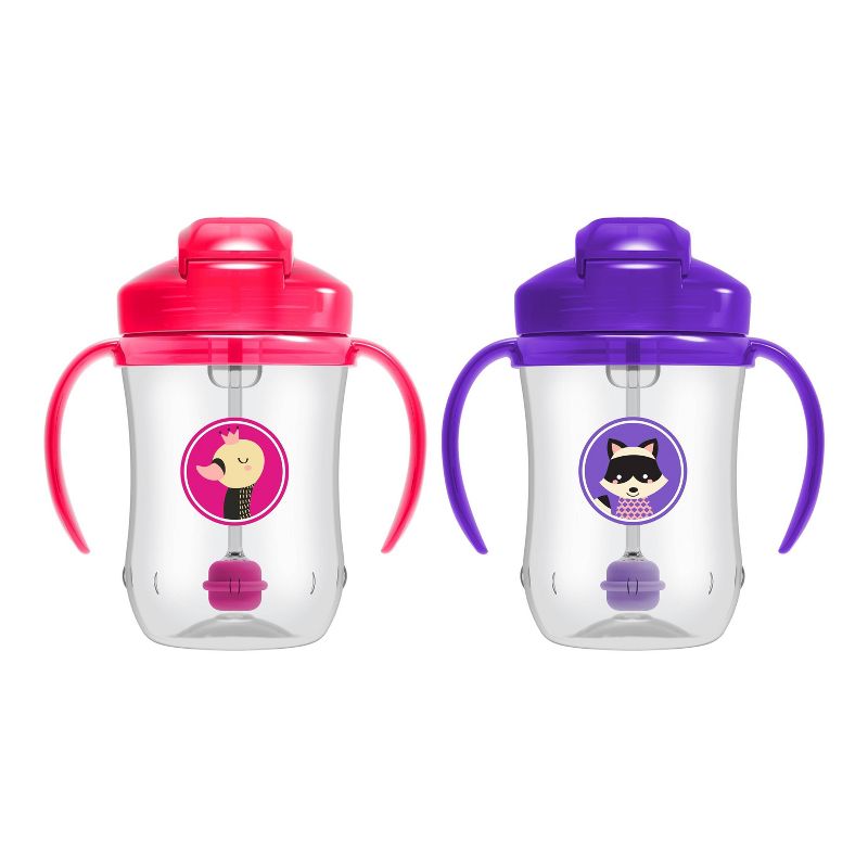 Dr. Brown&#39;s 9oz Milestones Baby&#39;s First Straw Cup with Weighted Straw - 2pk - Pink/Purple, 1 of 10