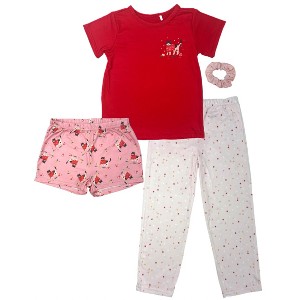 Catherine Malandrino Little/Big Girls' 4-Piece Cat Print Pajama Sets - 1 of 4