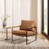 HOMLUX Genuine Leather Lounge Chair Mid-century Accent Chair with Upholstery-wrapped Padded Armrests - 4 of 4
