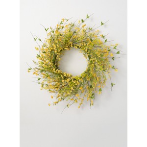 Sullivans Artificial Yellow Wispy Wreath - 1 of 3