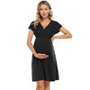Clearlove 2025 Summer Maternity Nursing Dress Baby Shower Short Sleeves A-line Midi Pregnancy Dress - 3 of 4