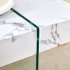 Okak 43.3"x23.6" Marble-Pattern Coffee Table with Tempered Glass Legs, Multi-Purpose Side Table Display Stand for Living Room Office, White - 4 of 4