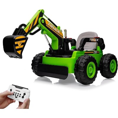 12V Kids Ride-On Excavator Digger Car, Electric Remote Control with Digging Arm