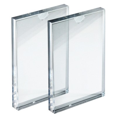 Clear Acrylic Block Sign Holder Frame 4" x 6", Set of 2