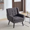 TiramisuBest Modern Ergonomic Accent Chair with Soft Linen Upholstery, Comfortable Living,Bedroom Chair with Black Legs, Pink - 3 of 4