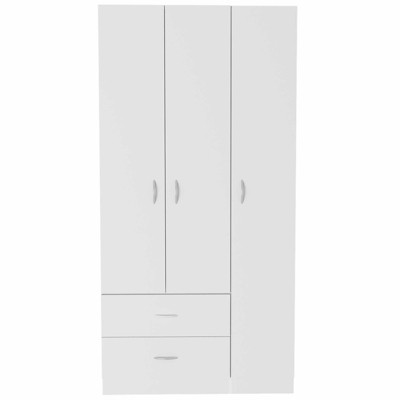 SEVOBAL Armoires 3 Door Armoire with Shelves Drawers Hanging Rod Storage for Bedroom Closet Organization, White, 35.4"*18.5"*70.8"