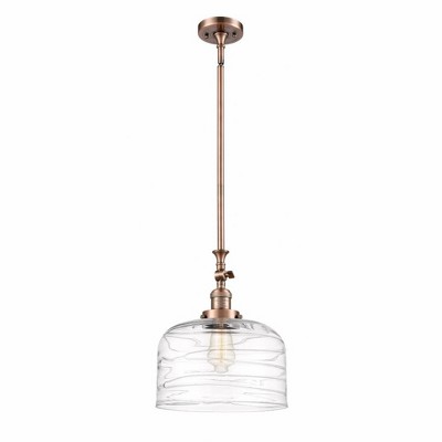 Bell - 1 Light Stem Hung Mini Pendant In Industrial Style-15 Inches Tall and 12 Inches Wide