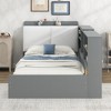 Lyngins Twin Size Platform Bed Frame with Storage –  2 Under-Bed Drawers, Solid Pine Wood Storage Bed/Bed Frame with Upholstered Headboard for Bedroom - 3 of 4