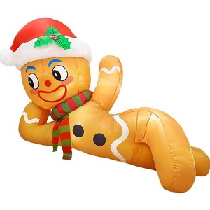 Itopfox 10FT Gingerbread Man Inflatable Outdoor Christmas Decoration with 4 LED Lights 5.5FT Tall for Garden Lawn Yard 1 Piece - 1 of 4