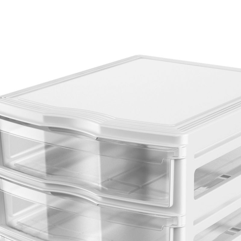 Life Story 3 Drawer Stackable Shelf Organizer Plastic Storage Drawers for Bathroom Storage, Make Up, Or Pantry Organization, White (2 Pack), 4 of 7