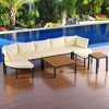 6-Piece Outdoor Patio Sectional Sofa Set with WPC Coffee Table, Side Table, Water-Resistant Cushions,outdoor Conversation Set -Beige - 3 of 4