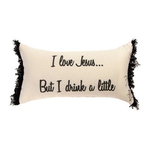 Religious Humor Pillow 17x9 Inch – I Love Jesus But I Drink a Little by Manual Woodworkers and Weavers - 1 of 3