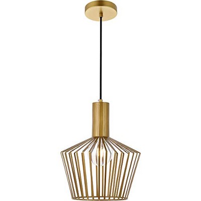 Elegant Brass Finish Iron Shade Pendant Light with Adjustable Chain