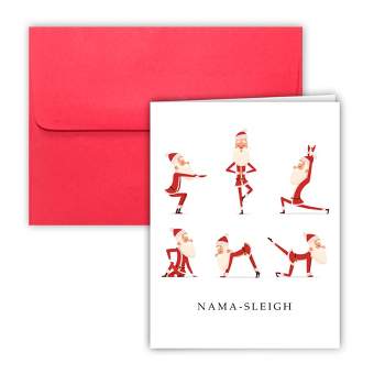 Paper Frenzy Yoga Santa Christmas Cards and Envelopes - 25 pack