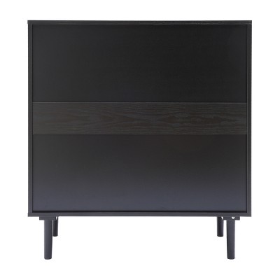 Black and Brown Wood 2-Door Freestanding Storage Cabinet