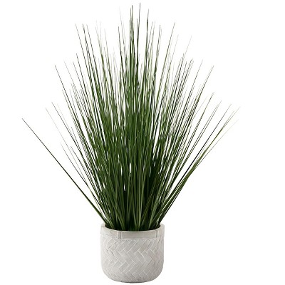 Vynxaria Artificial Plant, 21" Tall, Grass, Indoor, Faux, Fake, Table, Greenery, Potted, Real Touch, Decorative, Green Grass, White Pot