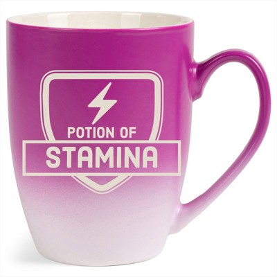 100 North Magic Potion 10 Ounce Pink and White Two Toned Ombre, Comfortably Fits Your Hands, Ceramic Tea Coffee Cup Mug, Potion Of Stamina
