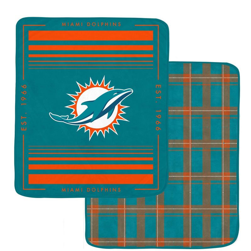 NFL Miami Dolphins Basic Block Double-Sided Flannel Fleece Blanket, 1 of 4