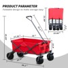 FURNIinspire Outdoor Serving Carts Park Garden Cart Tool Customized Color Folding Camping Trolley Outdoor Picnic Beach Wagon, Red, 37.8"*21.2"*34.45" - 3 of 4