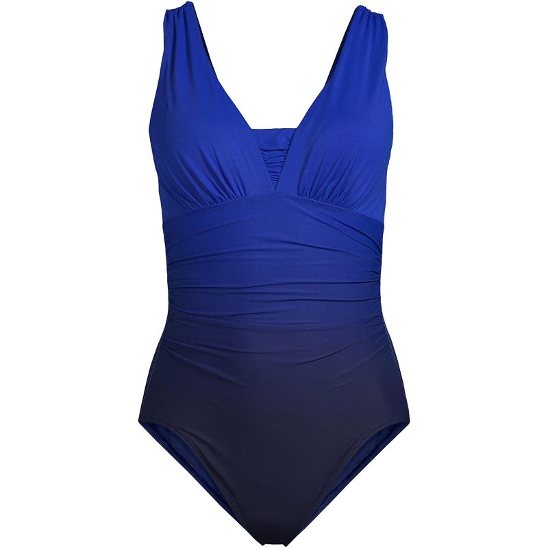 Lands' End Women's Long Slender Grecian Tummy Control Chlorine Resistant One Piece Swimsuit, 3 of 5