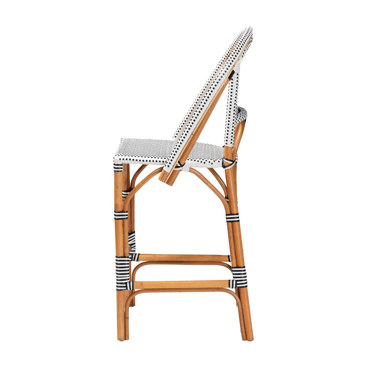 bali & pari Genica Two Tone Weaving and Natural Rattan Bar Stool Black/White - thumbnail 6