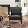 KINWELL Mid-Century Modern Top-Grain Genuine Leather Tufted Upholstered Armchair - 2 of 4