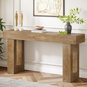 HDZNVF 63 in Farmhouse Console Table, Extra Long Narrow Sofa Table Behind Couch, Wood Entryway Table - 1 of 4