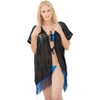LA LEELA Women's Summer Vacation Holiday Wear Beach Open Front Holiday Duster Beachwear Cardigans XL-XXL Dark Sapphire_AB745 - 3 of 4