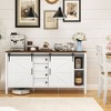 HOMCOM 59 Inch Farmhouse Sideboard Buffet Cabinet with Thick Top, Coffee Bar Cabinet with Sliding Barn Doors, Drawers, Adjustable Shelves, White - 3 of 4