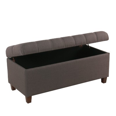 Charcoal Gray Tufted Storage Ottoman Bench with Hinged Lid