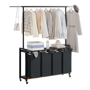 Laundry Hamper with Hanging Rack & 4 Removable Bags - Rolling Laundry Cart for Bedroom, Bathroom(52 Gallon) - 1 of 4