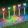 Collections Etc Set of 6 Solar Powered Color Changing Stainless Steel Pathlights 1.75 X 1.75 X 12.75 - 2 of 2