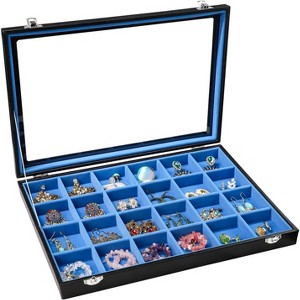 30-Grid Earring Organizer Tray with Clear Lid and Anti-Tarnish Protection - 1 of 4