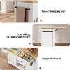 41" Movable Kitchen Island Cart with Storage, 2 Glass Cabinets & 2 Drawers, Foldable Wood Drop Leaf, 3 Shelves & Towel Bar for Kitchen - 4 of 4