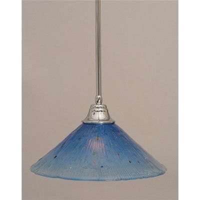 Toltec Lighting Any 1 - Light Pendant in  Chrome with 16" Teal Crystal Shade