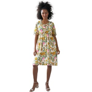 ellos Plus Size Ruffled V-Neck Empire Dress - 1 of 4