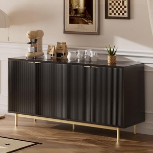 Dyonery 58" Wooden Console Table with 4 Fluted Doors & Adjustable Shelves Modern Sideboard Cabinet with Storage for Living Room,Kitchen & Entryway - 1 of 4