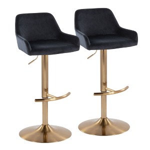 30" Contemporary Swivel Adjustable Barstool with Padded Back and Rounded T Footrest for Kitchen or Home Bar, Set of 2 - 1 of 4