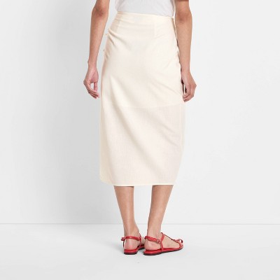 Women’s Mid-Rise Linen Midi Wrap Skirt – Future Collective