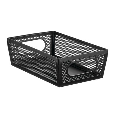 Perforated Metal Storage Bin with Handles - Set of 2 - Matte Black