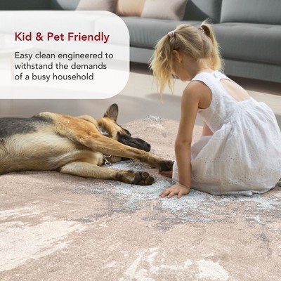 Beige and Gray Recycled Abstract Indoor Area Rug, 3' x 5'