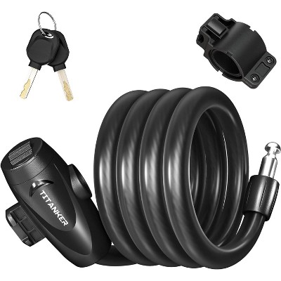 Bike Lock, 1/2 Inch Thick Bike Lock Cable Coiled Secure Bicycle Lock with Keys Scooter Lock Bike Locks Heavy Duty Anti Theft