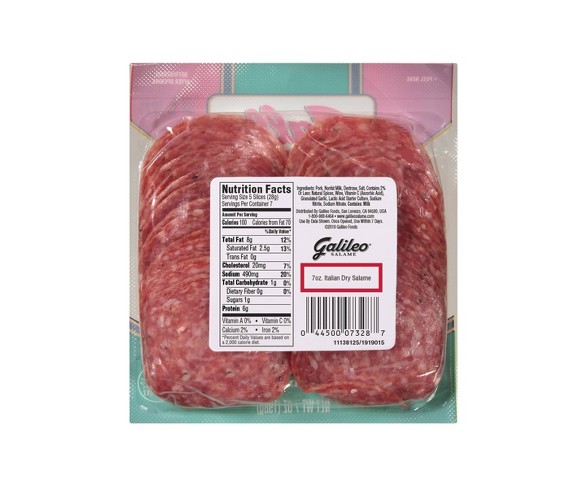 Galileo Italian Dry Salame Thin Deli Slices - 7oz