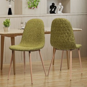 Modern Curve-Back Dining Chairs, Side Chairs with Wood-Finish Metal Legs, Fabric Upholstered Leisure Chair (set of 2) -Christopher Knight Home - 1 of 4