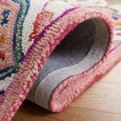 Ivory Floral Wool Hand Tufted Reversible Runner Rug